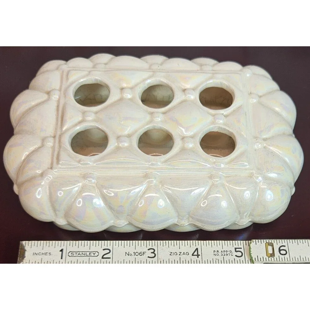 Vintage Opalescent Ceramic 6 Compartment Lipstick Holder